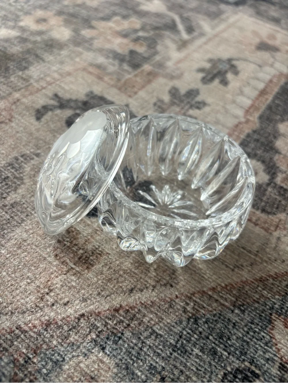 Vintage Princess House Heritage Romance Lead Crystal Trinket box- frosted floral